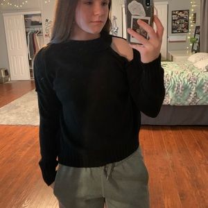 Unique Black One Shoulder Top